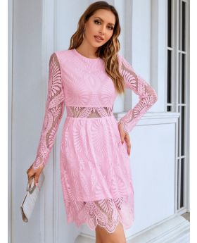 Zip Back Eyelash Lace Dress