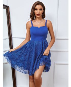 Notched Neckline Lace Hem Cami Dress